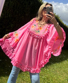 Blouse bohème rose