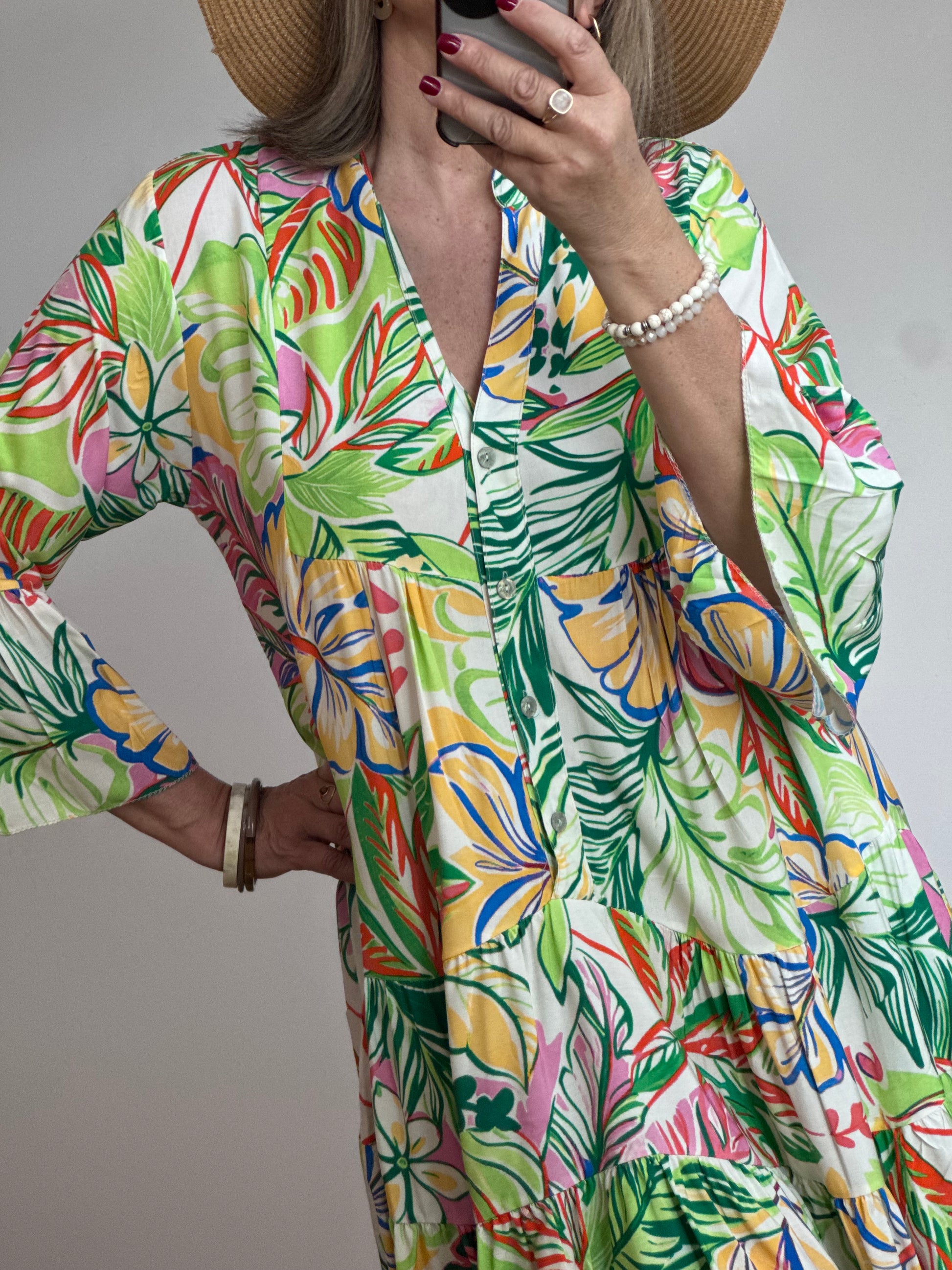 Robe floral vert