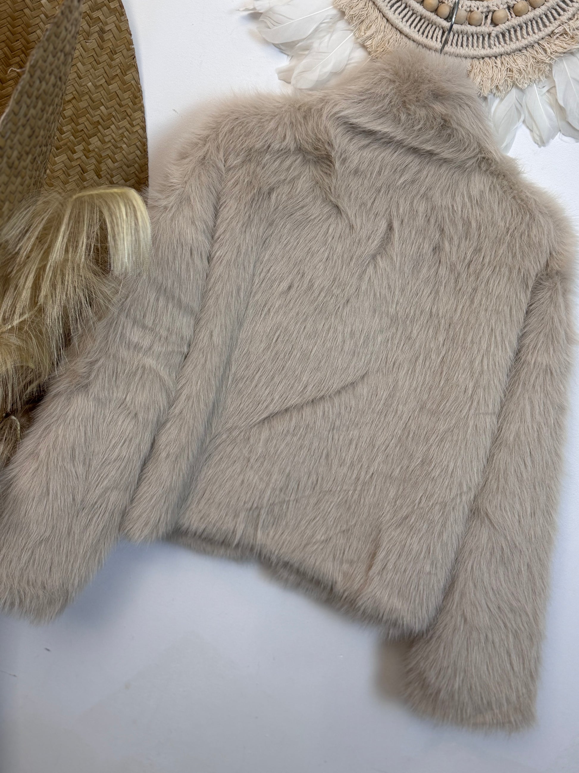 Blouson fausse fourrure beige