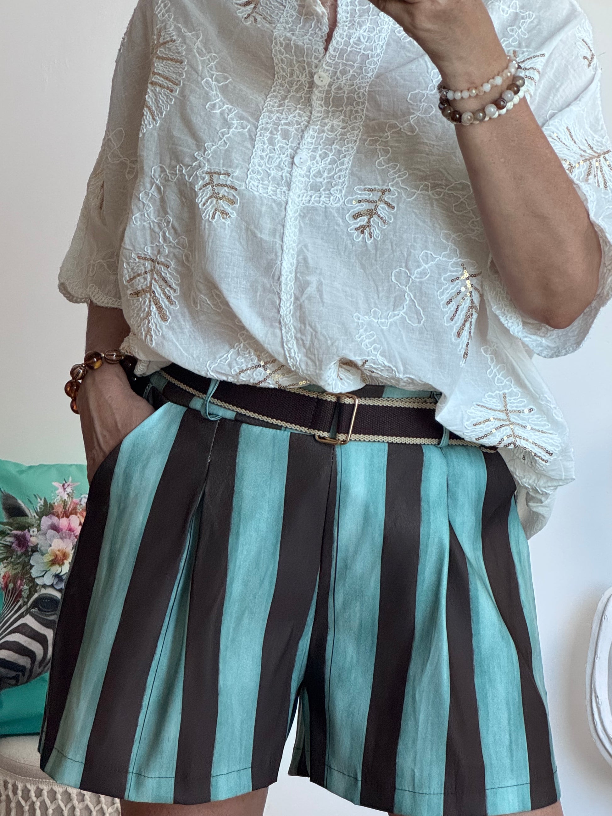Short rayé marron/vert TU 42/48