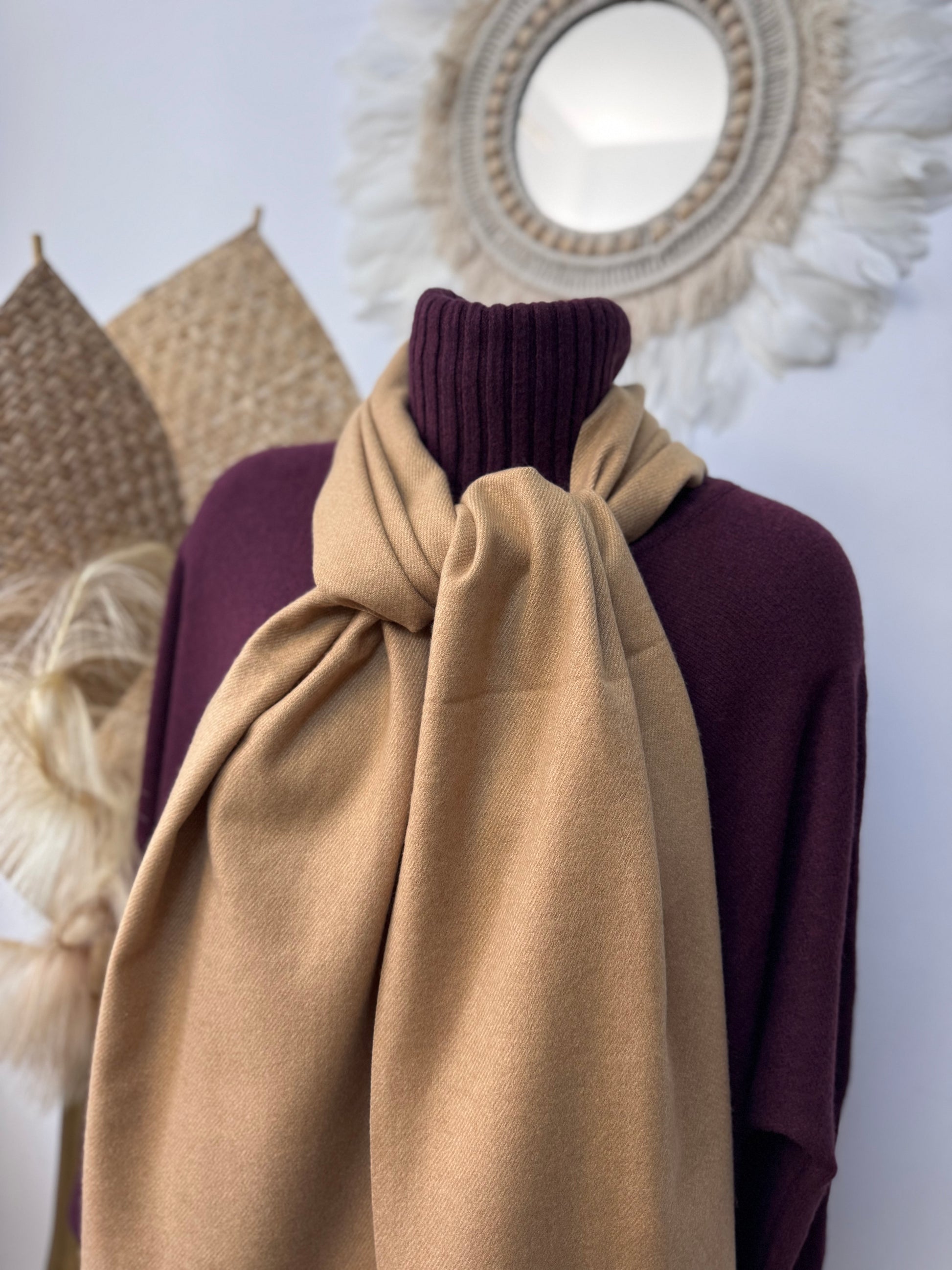 Écharpe cashmere camel