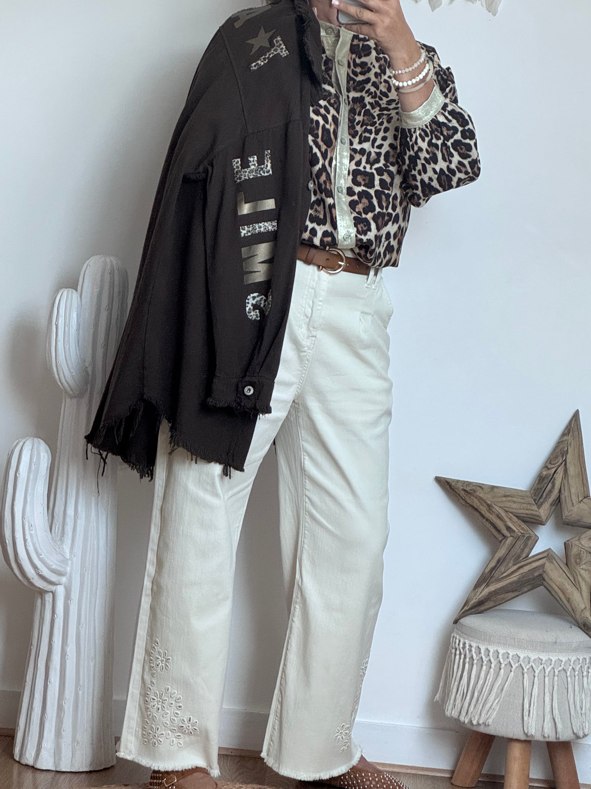 Jeans crème bohème du S au XXL