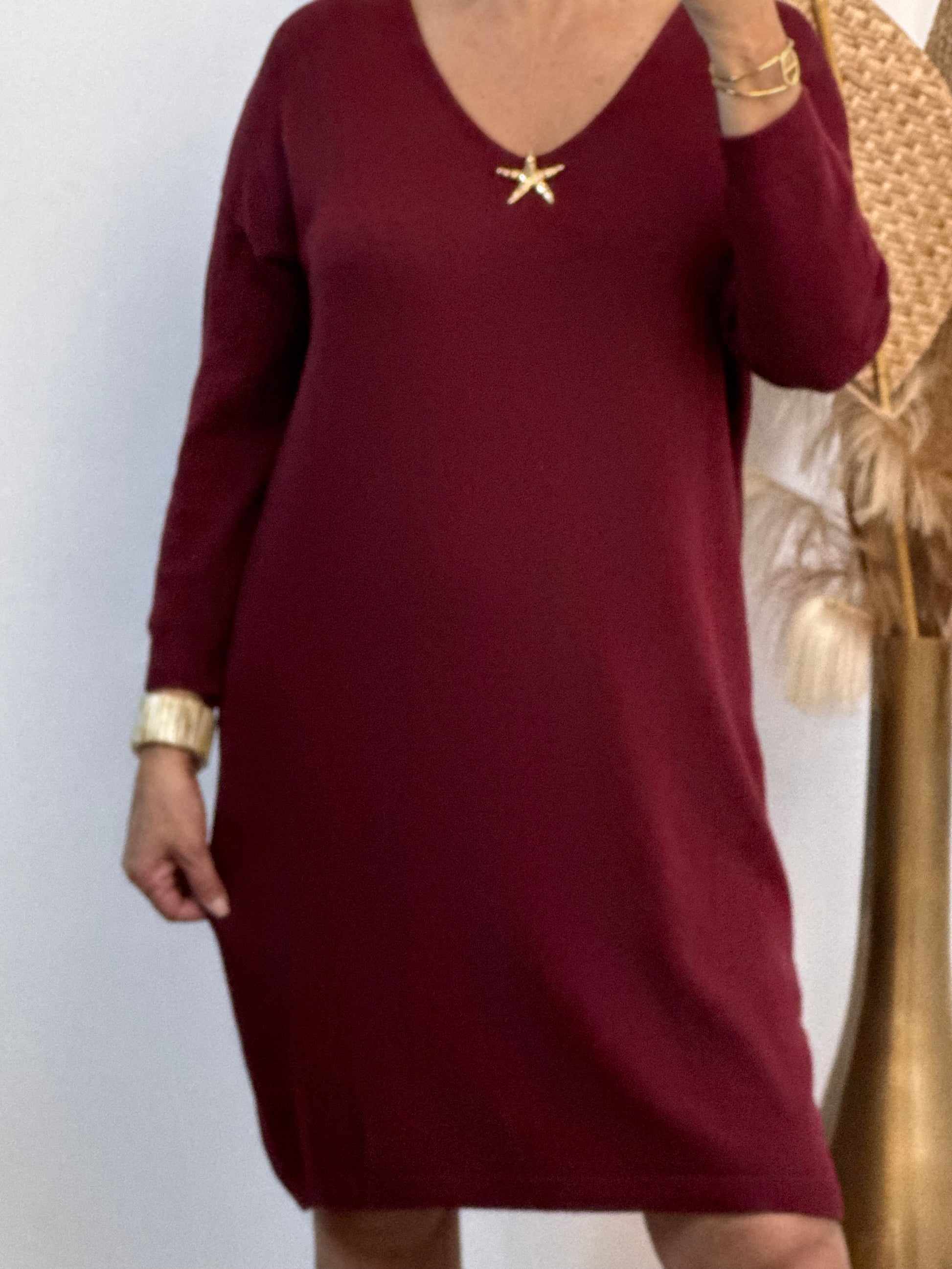 Robe maille bordeaux