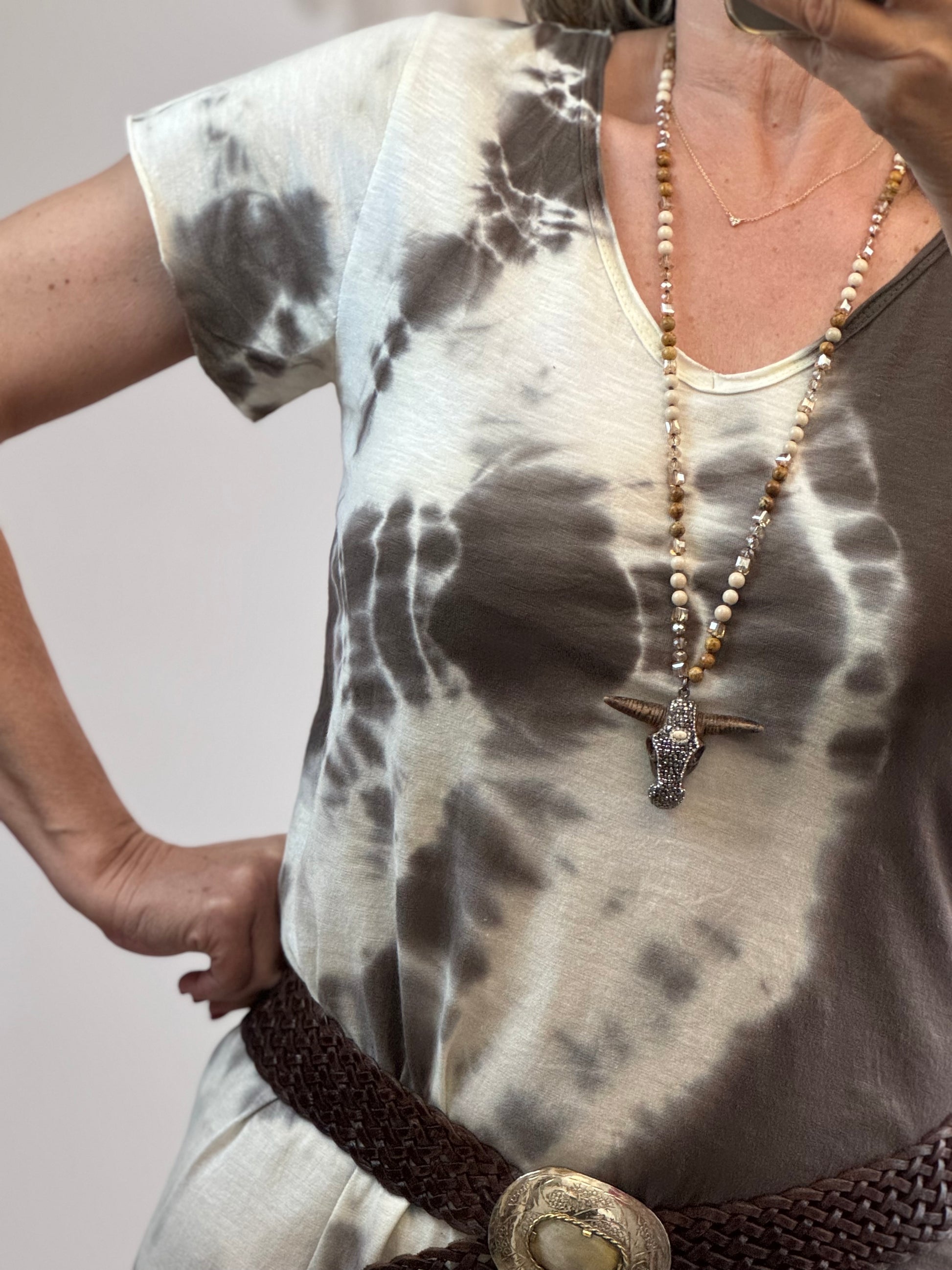 Robe teeshirt tie and dye marron