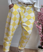 Pantalon jog sarouel jacquard jaune