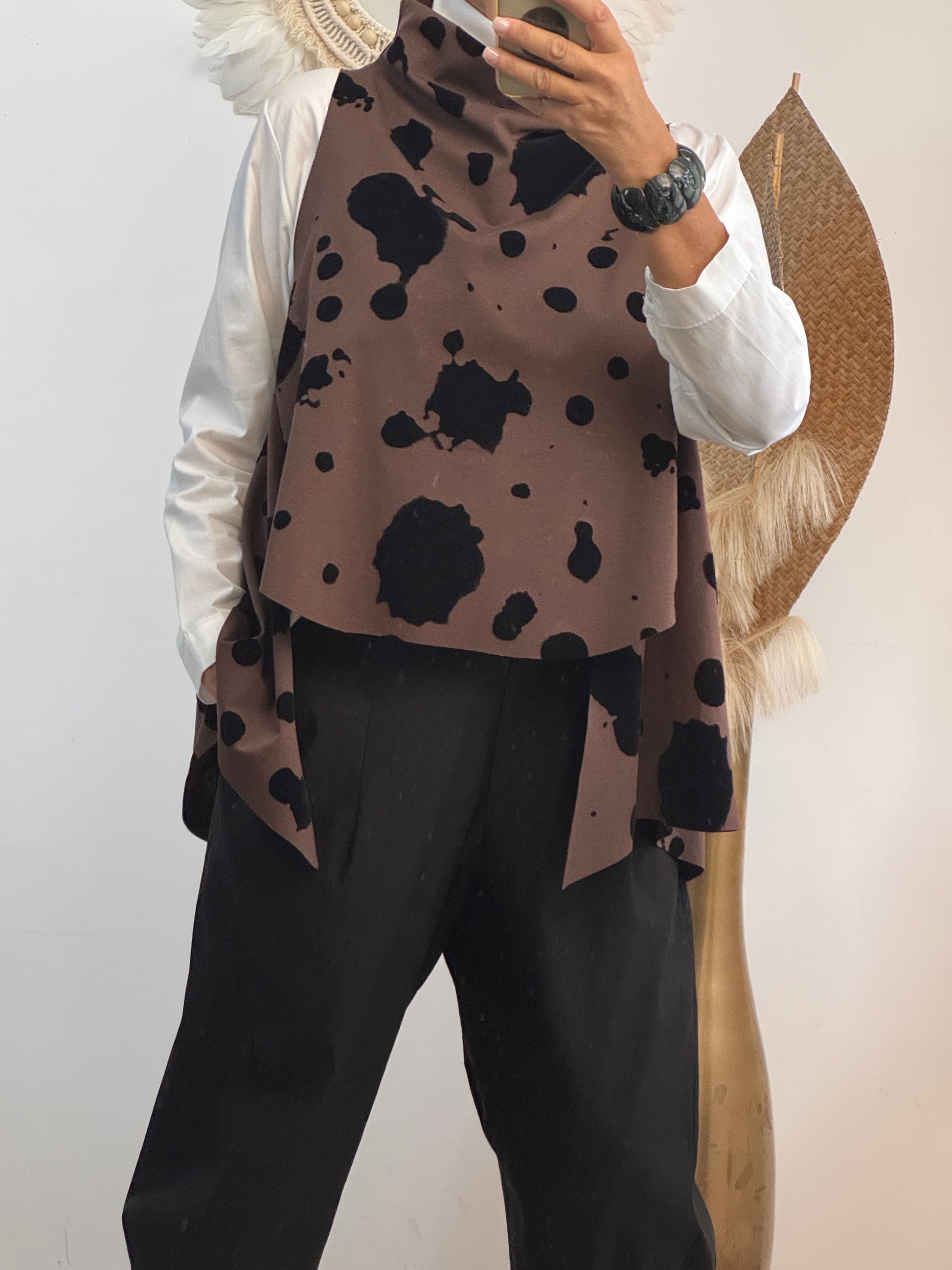 Blouse asymétrique cow marron