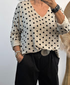 Pull beige pois noir