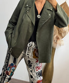 Blouson perfecto suédine kaki TU 46/52