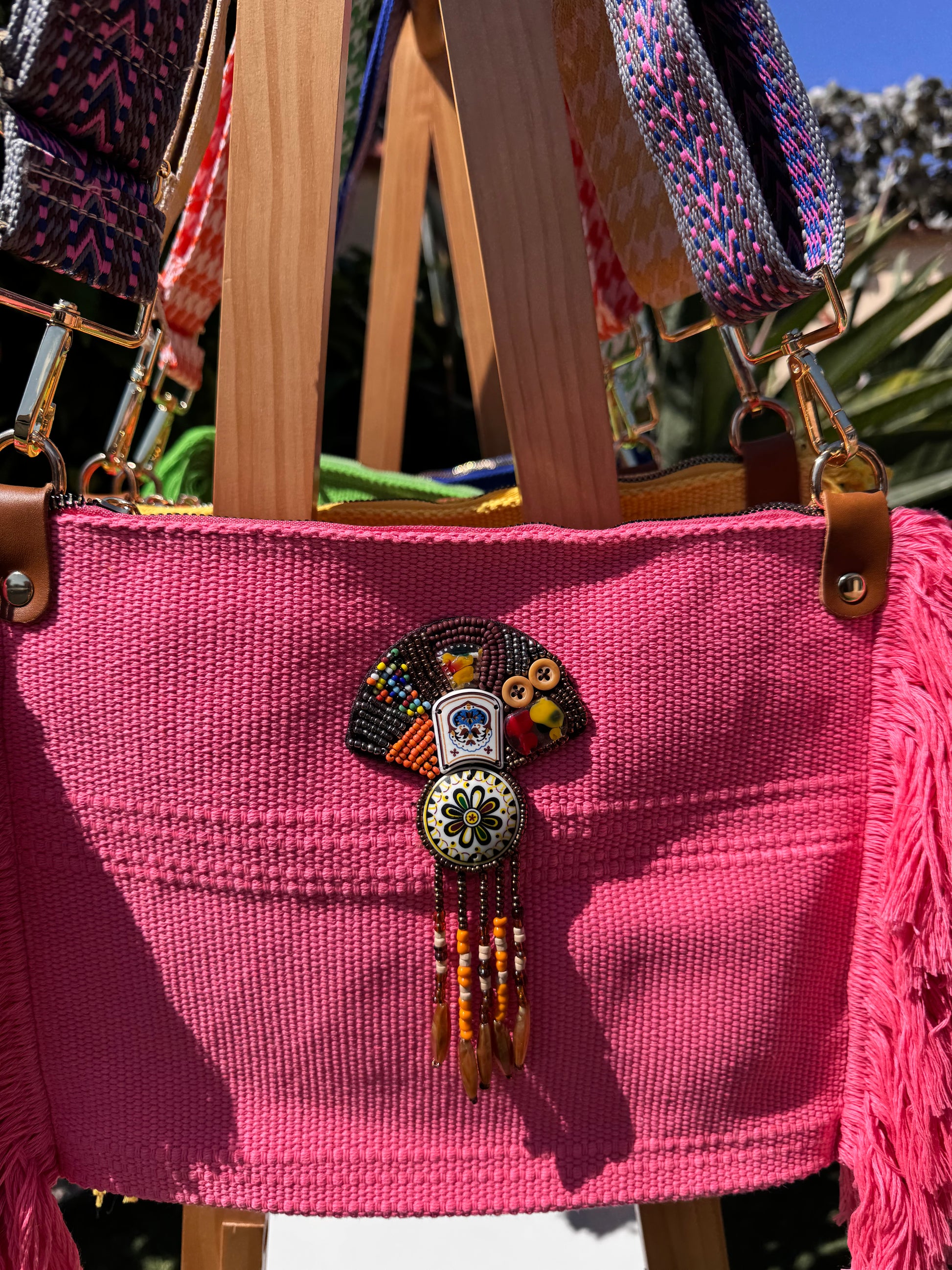 Sac bohème rose