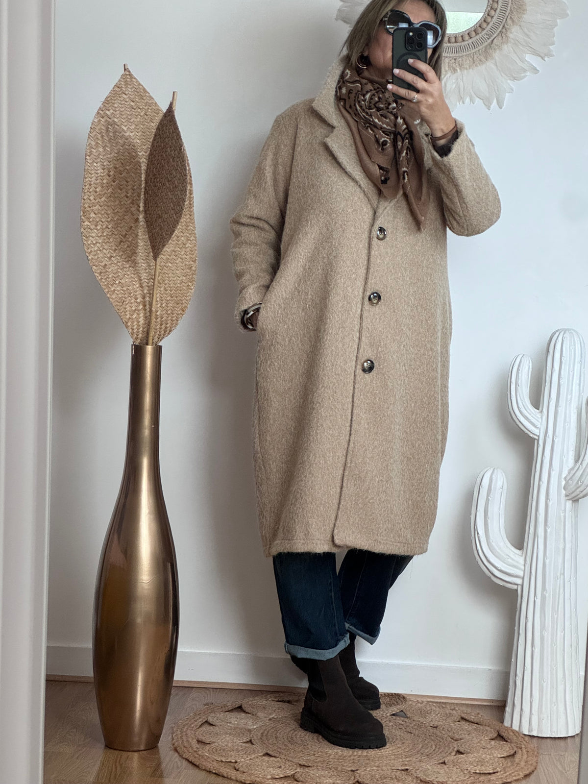 Manteau moumoute beige