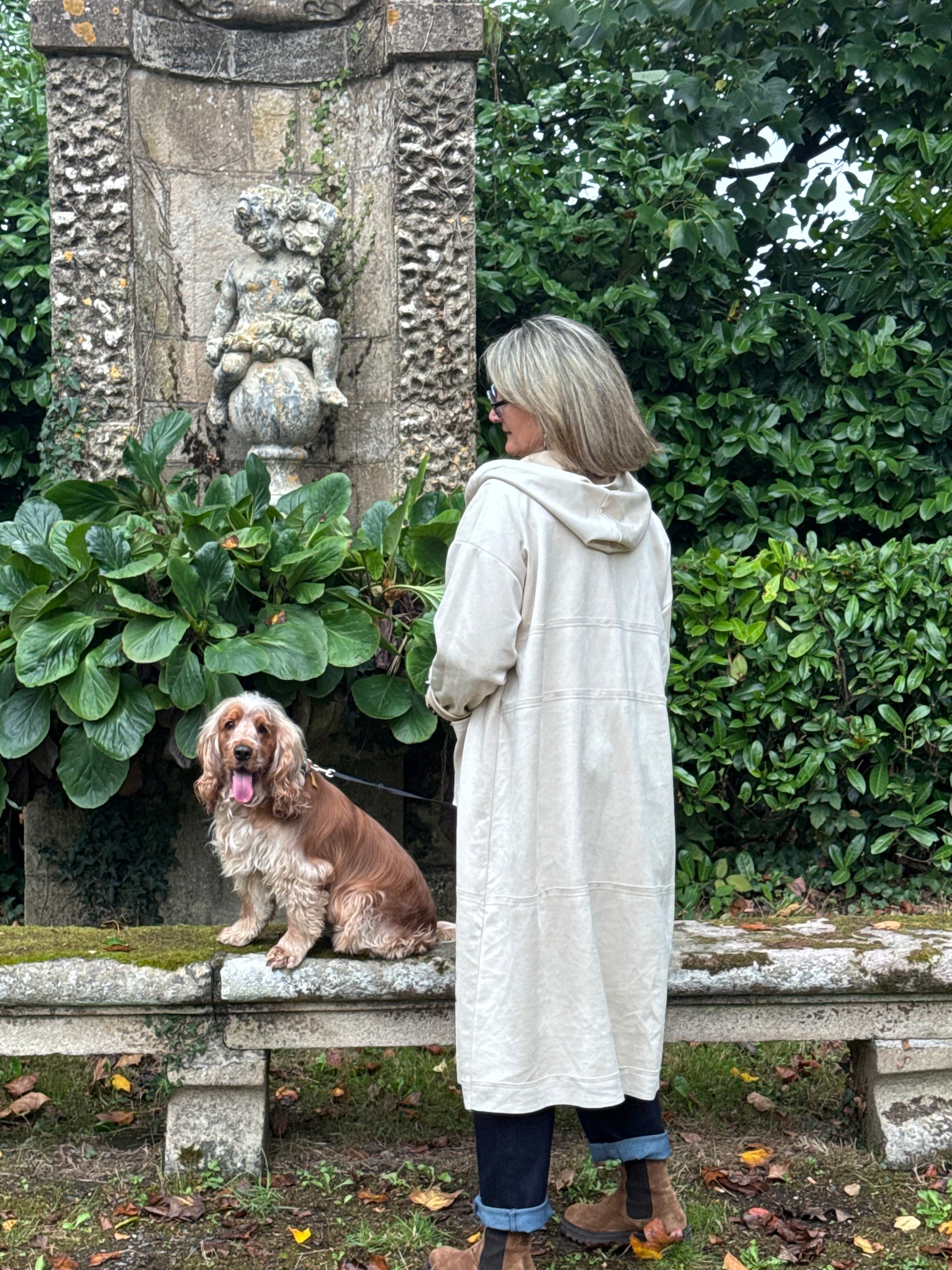 Veste longue suédine beige