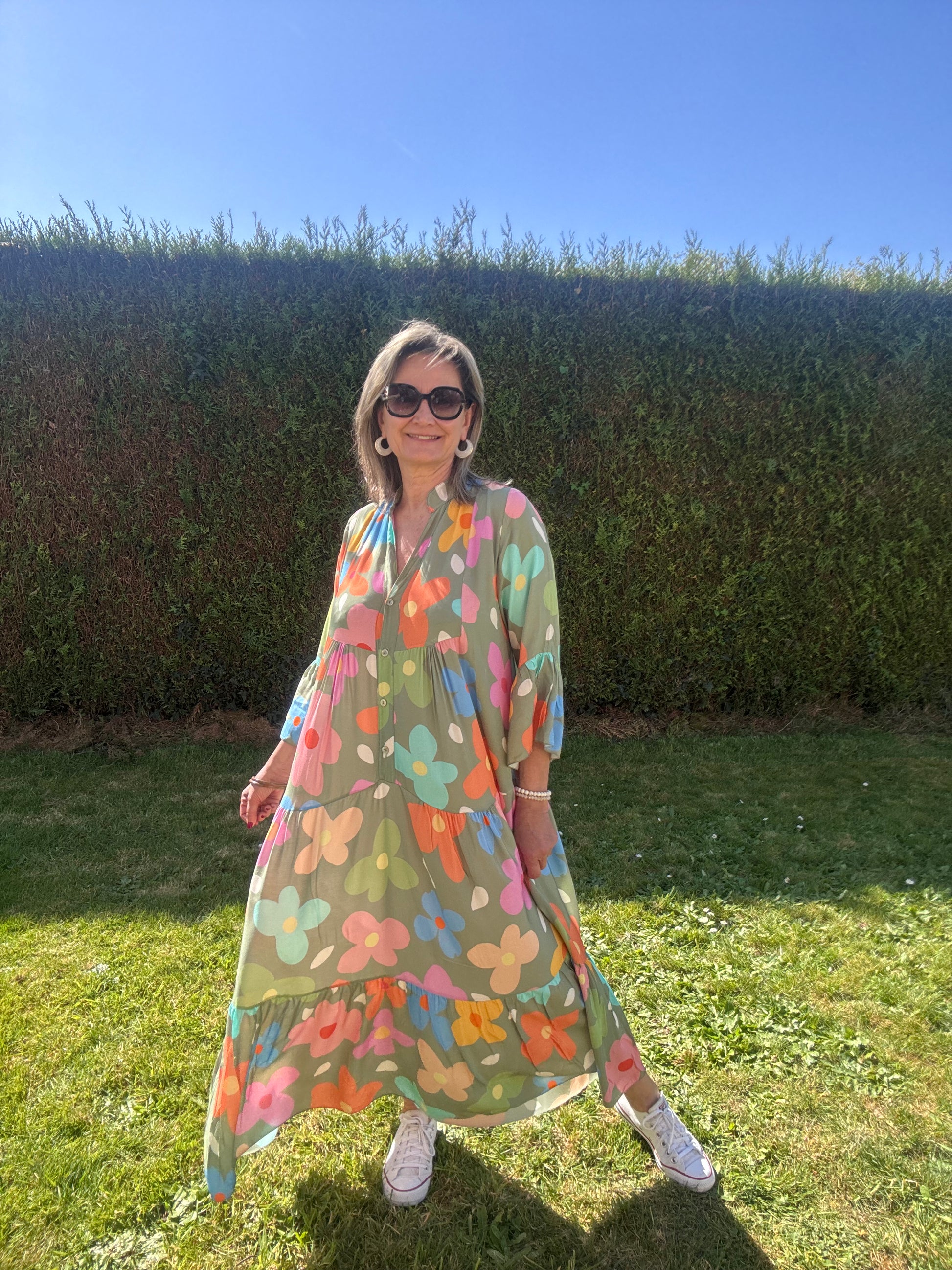 Robe kaki Floral multicolore