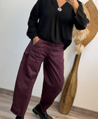 Pantalon barrel lie de vin