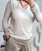 Top dentelle beige