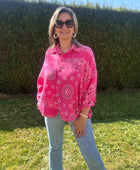 Chemise oversize bandana fuchsia