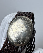 Ceinture cuir tressé marron foncé