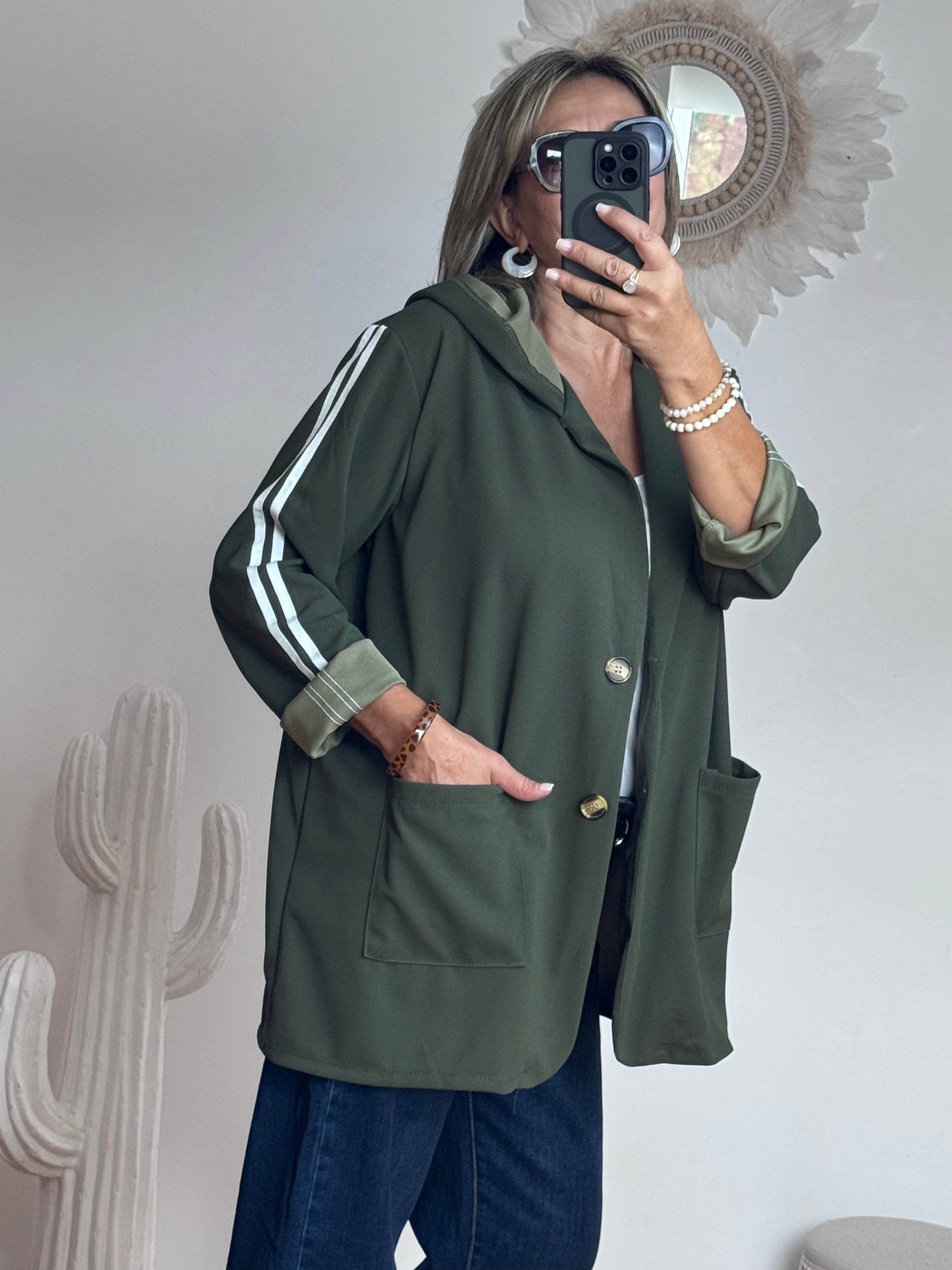 Veste casuel kaki jolie forme