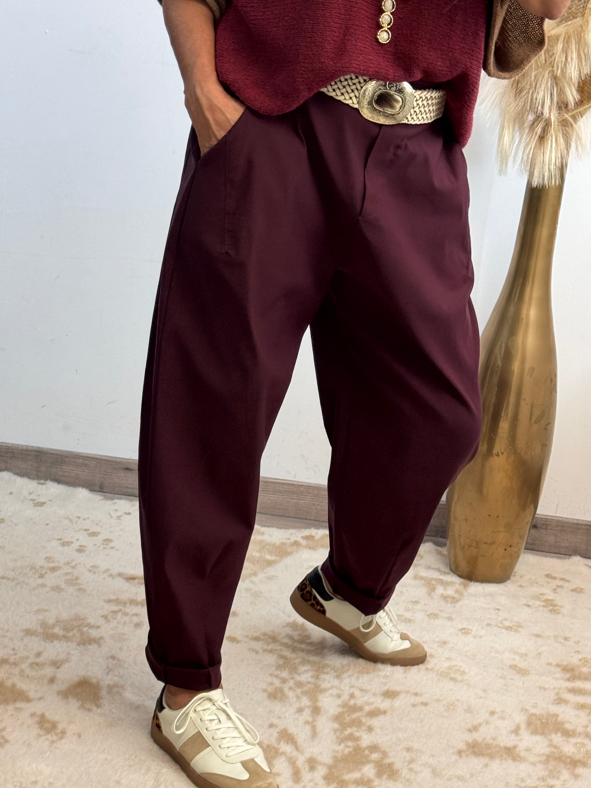 Pantalon César bordeaux