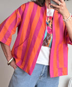 Veste kimono orange et rose