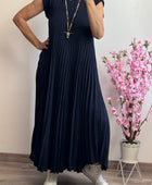 Robe longue plissée marine
