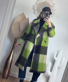 Manteau carreaux pistache