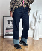 Jean revers wide leg bleu brut