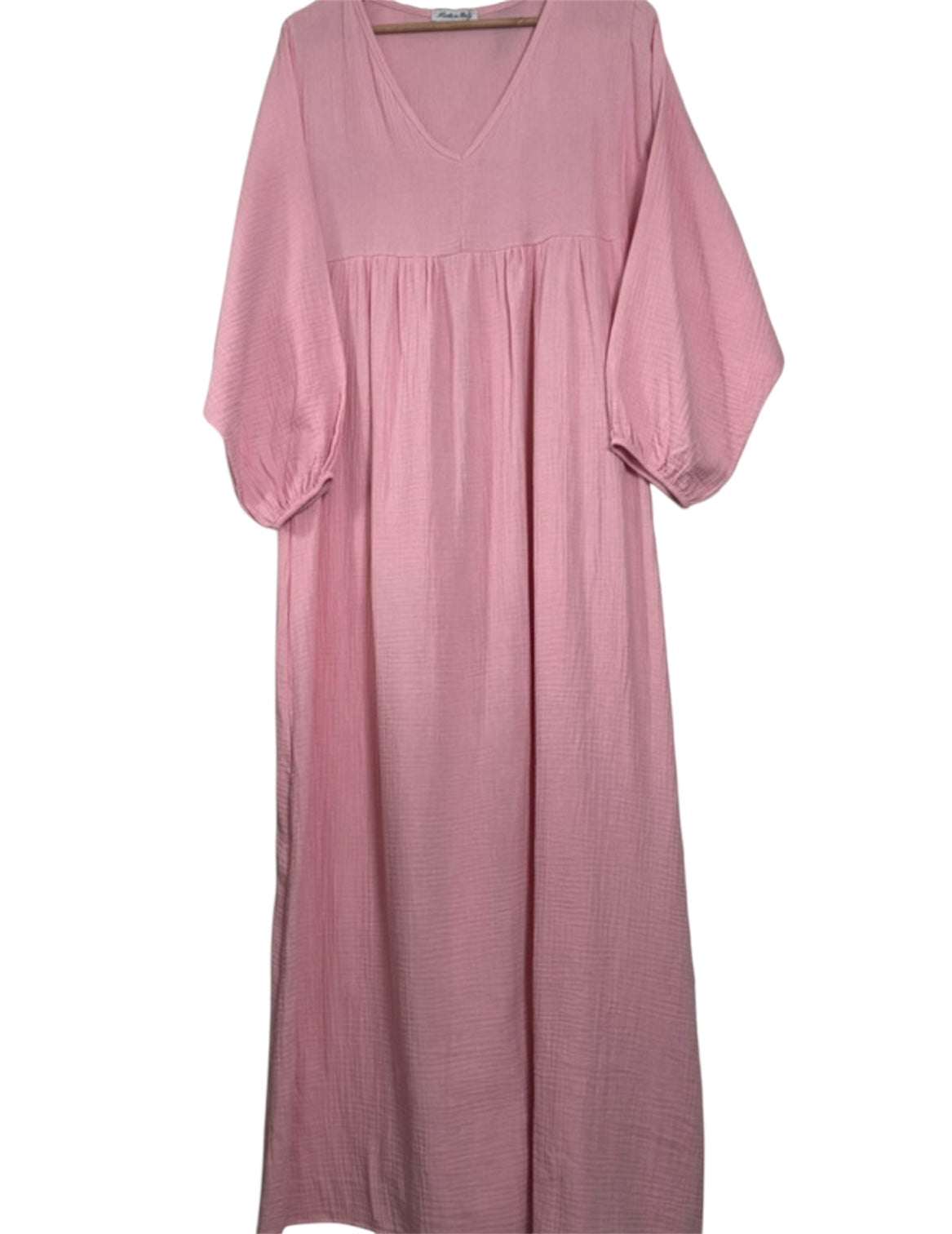 Robe longue gaz de coton rose TU 38/46