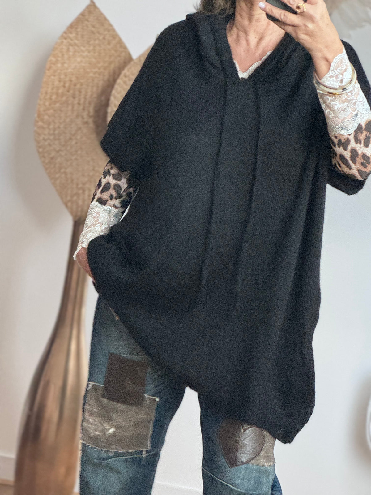 Pull oversize noir