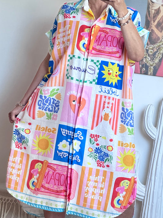 Robe chemise multicolore TU 38/48