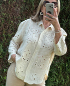 Blouse ou veste brodée beige