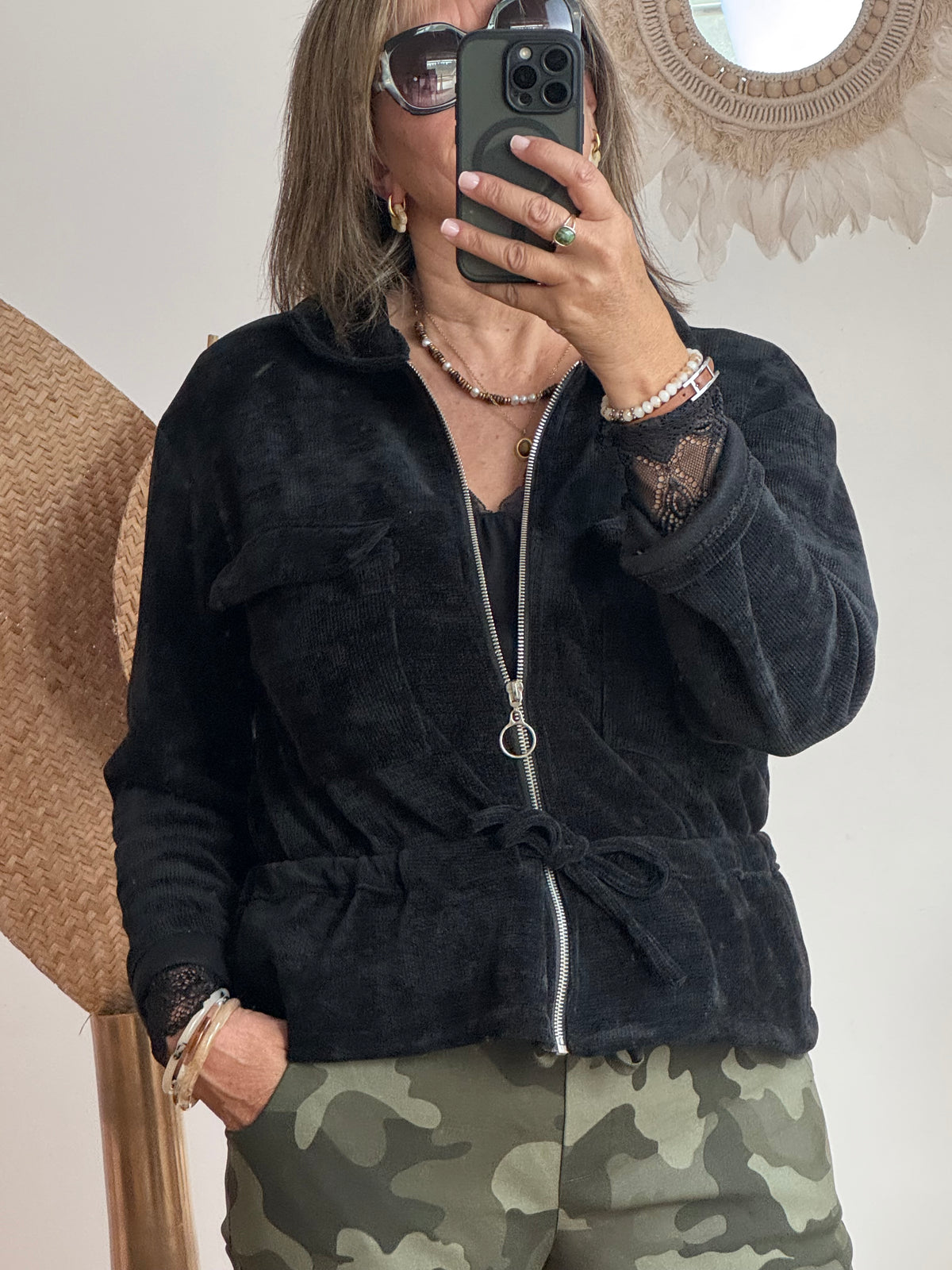 Veste velours milleraies noir