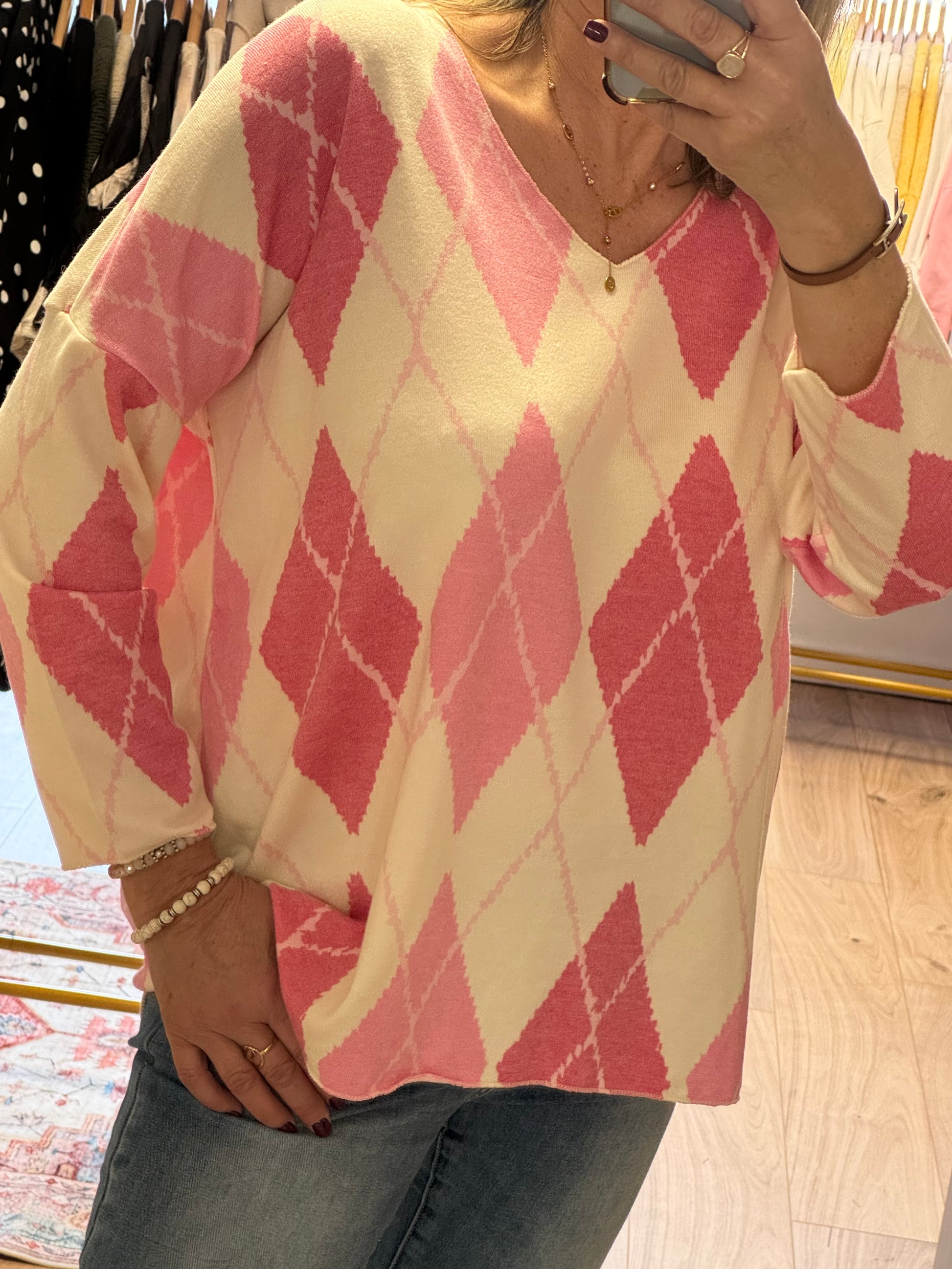 Pull jacquard rose TU 44/50