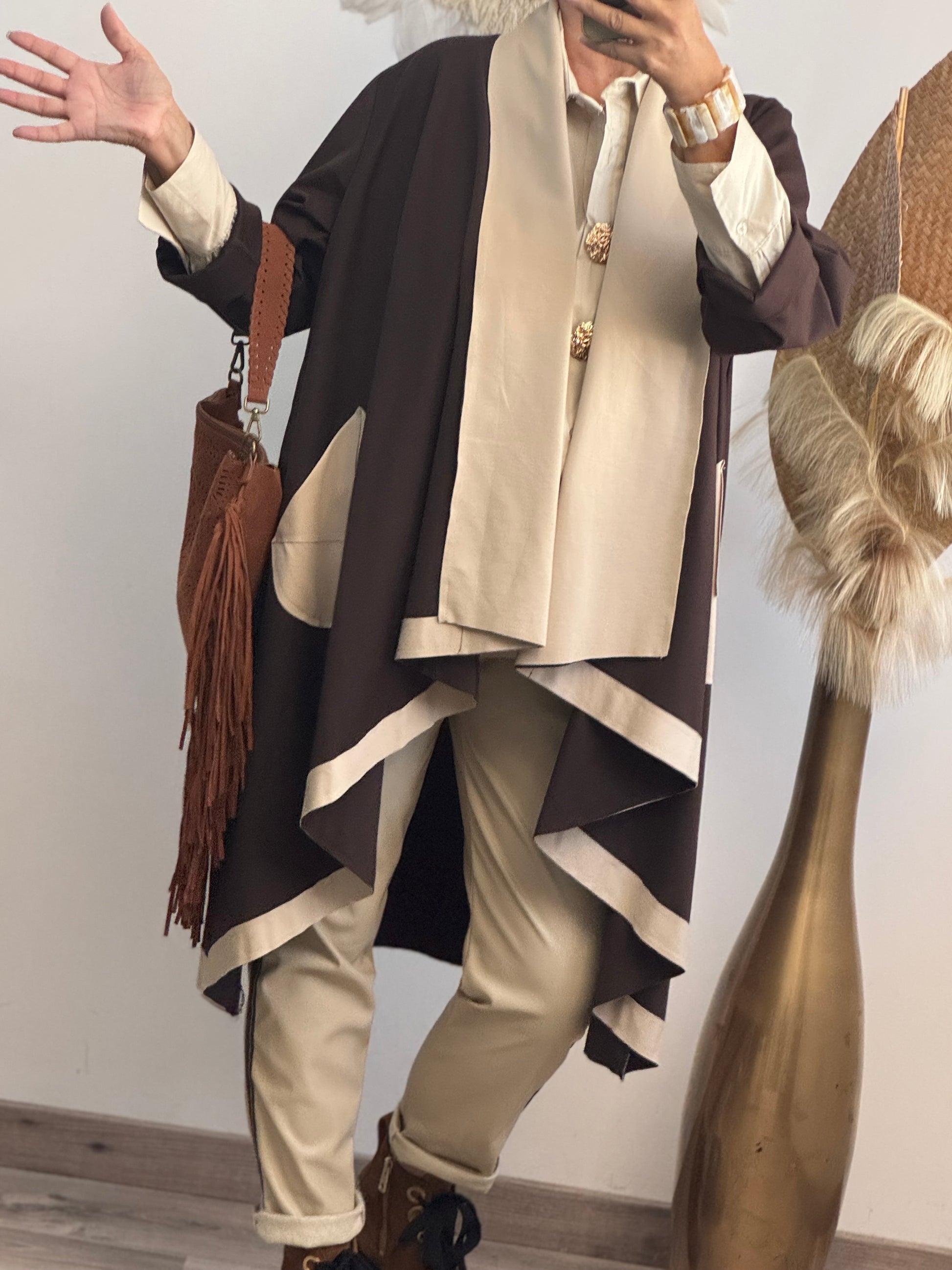Manteau Félix beige et marron