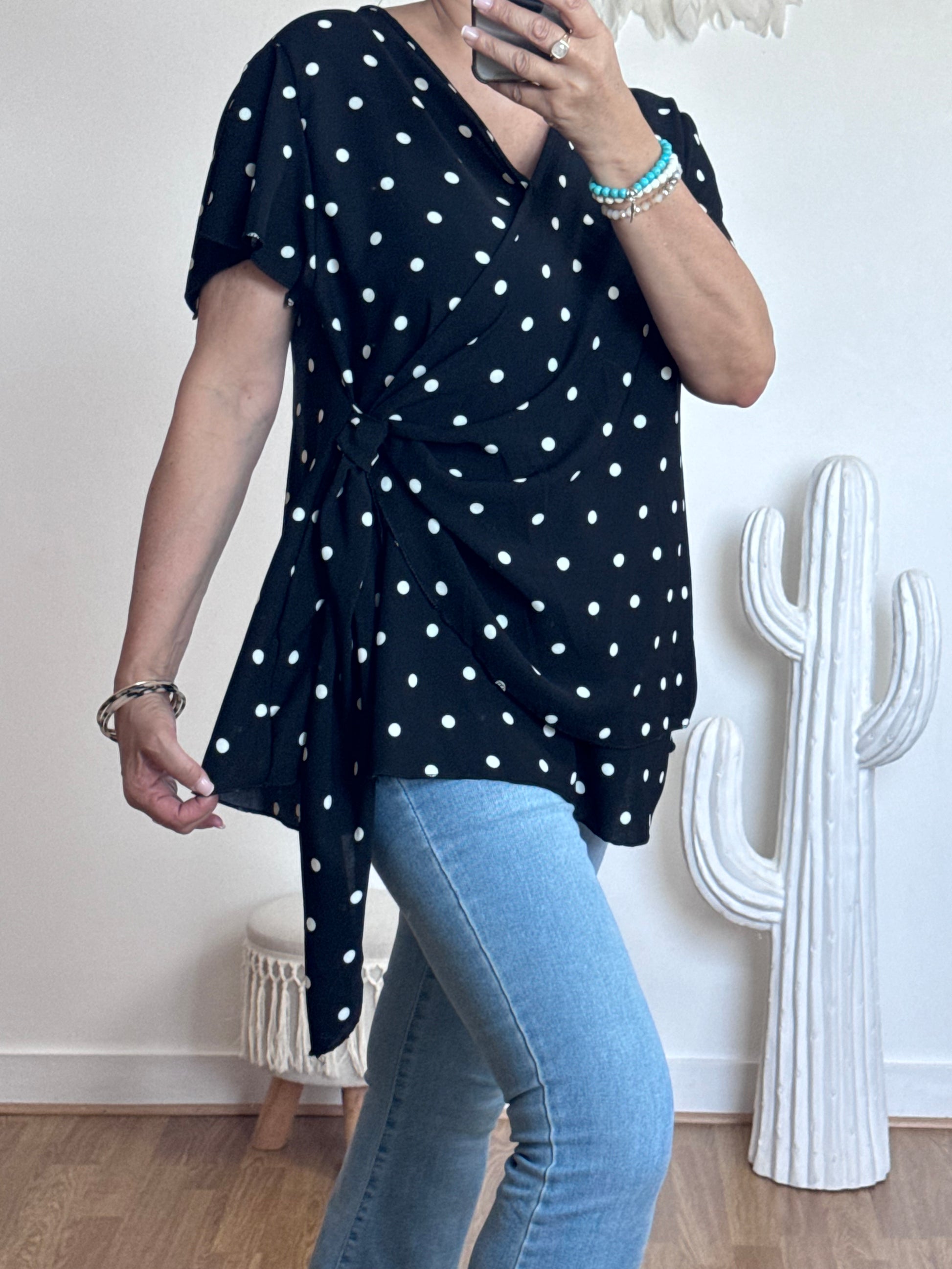 Blouse pois noire
