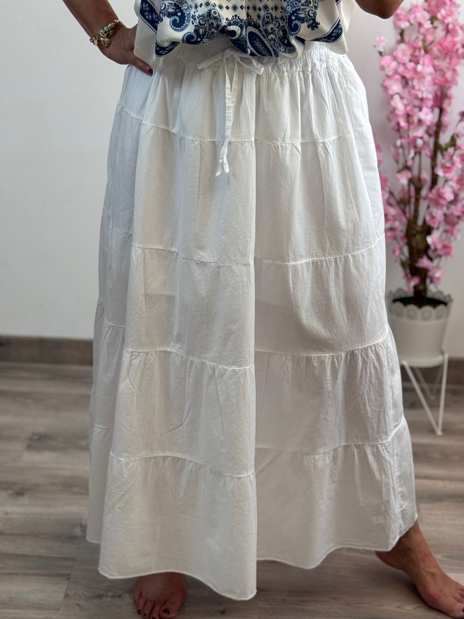 Jupe longue bohème blanche