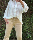 Jeans flare beige brodé