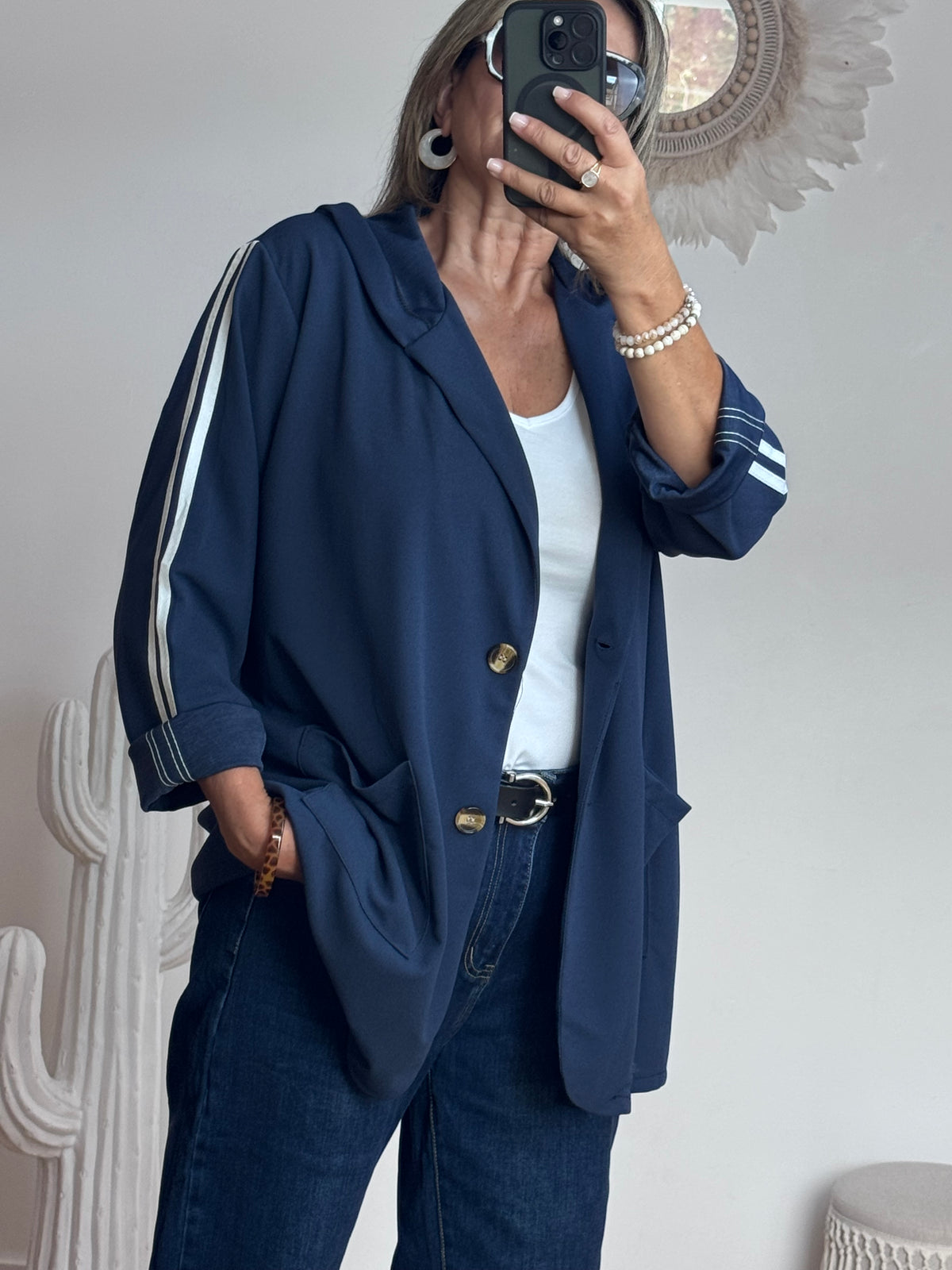 Veste casuel marine jolie forme