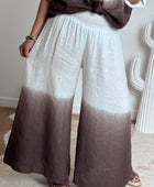 Pantalon palazzo Lin blanc et marron