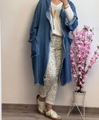 Veste longue casuel tencel bleue TU 44/50