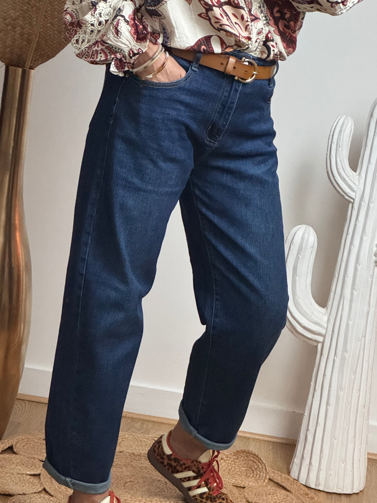 Jean barrel bleu denim