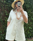 Combishort rayée beige