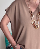 Teeshirt maille fine marron clair TU 36/46