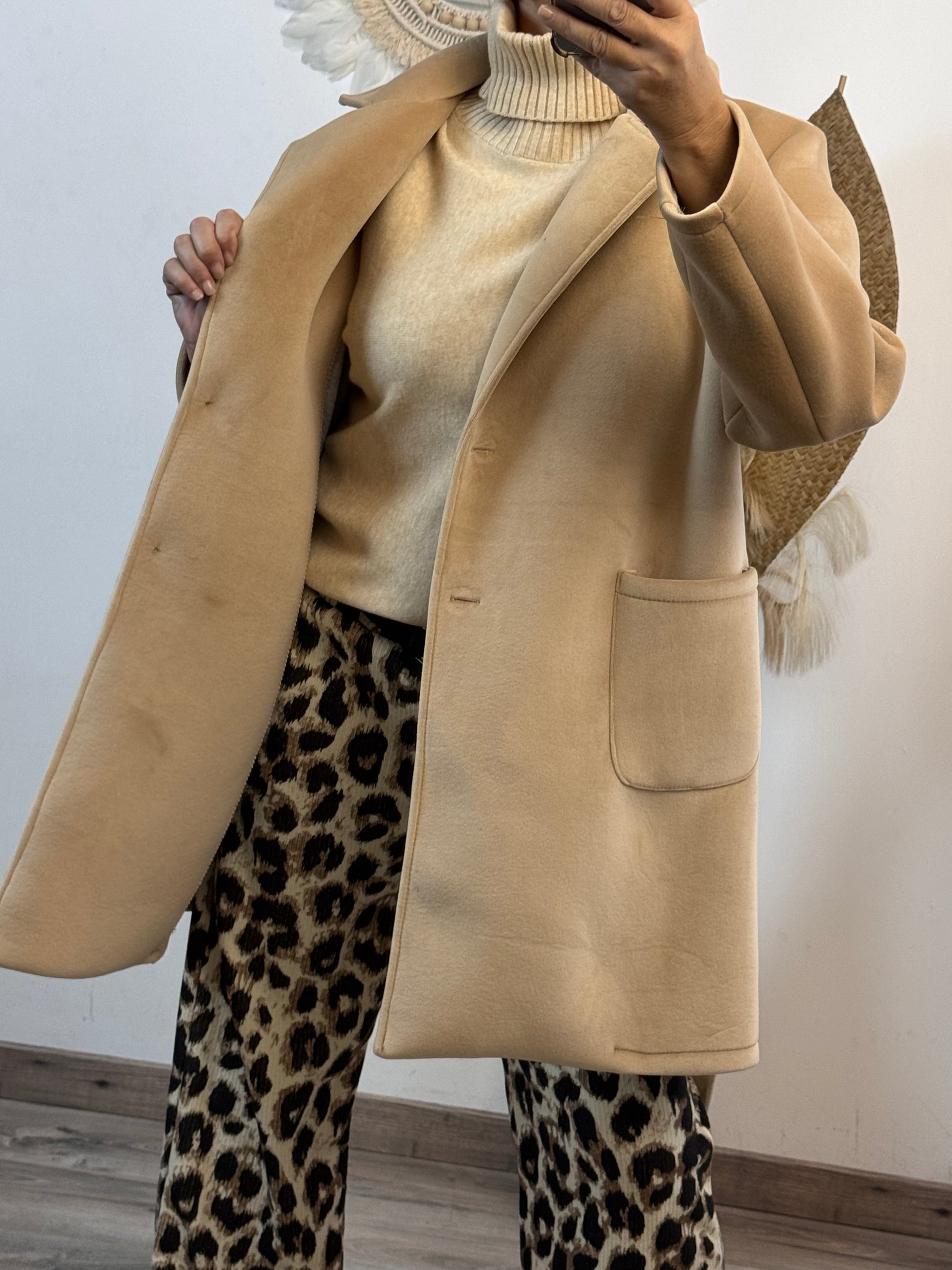 Manteau velours yoga beige