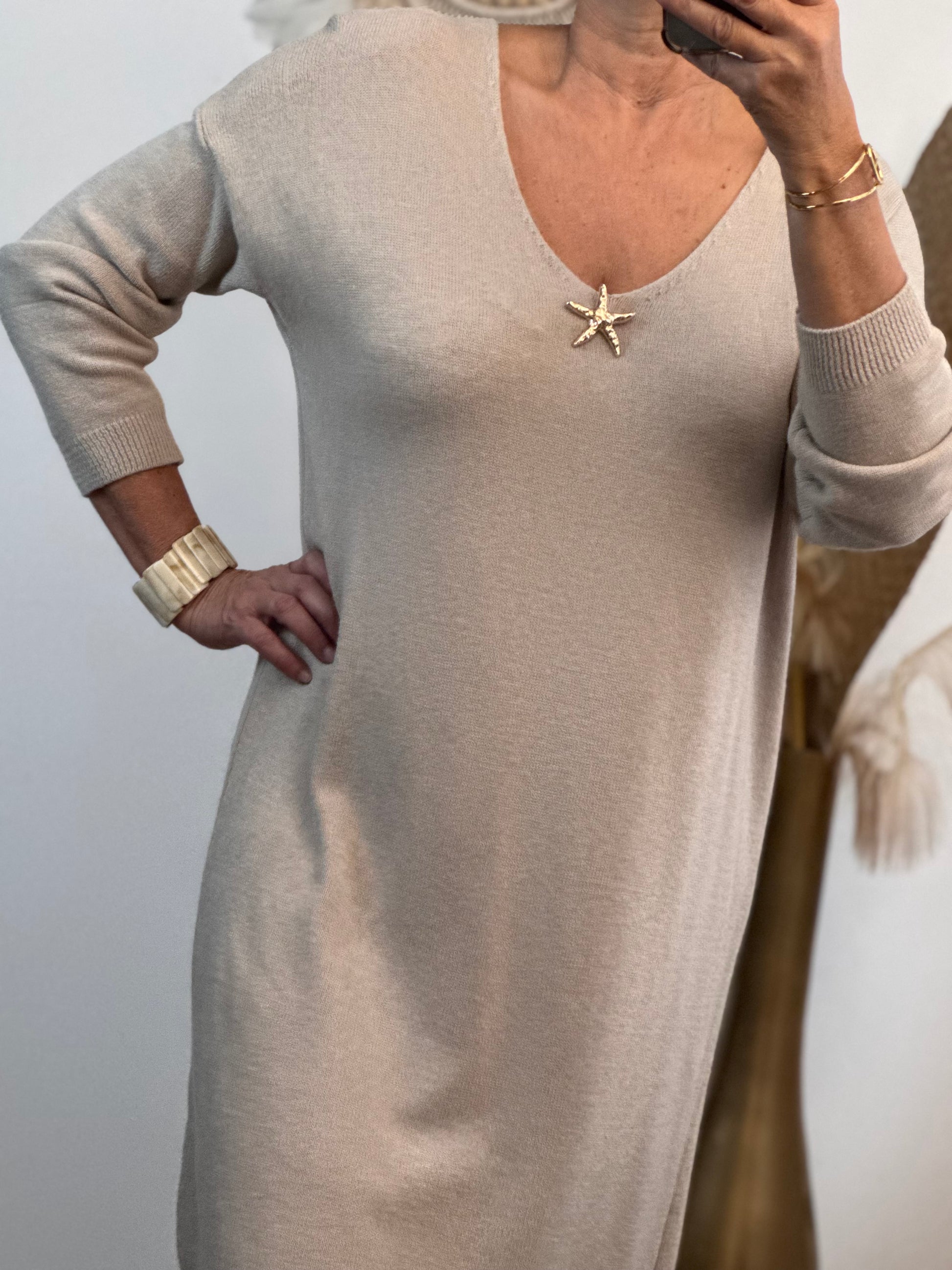 Robe maille beige