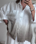 Chemise lin blanche/beige TU 38/48