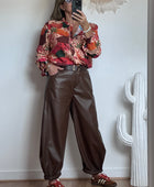 Pantalon barrel similicuir marron TU 38/46