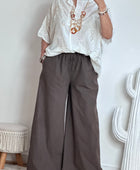 Pantalon lin et coton marron TU 38/44