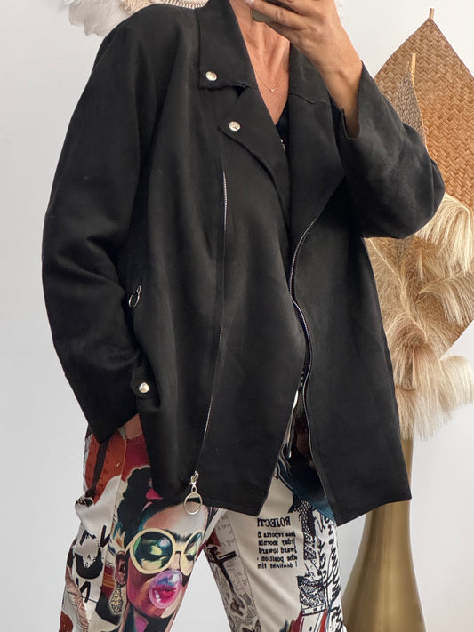 Blouson perfecto suédine noir TU 46/52