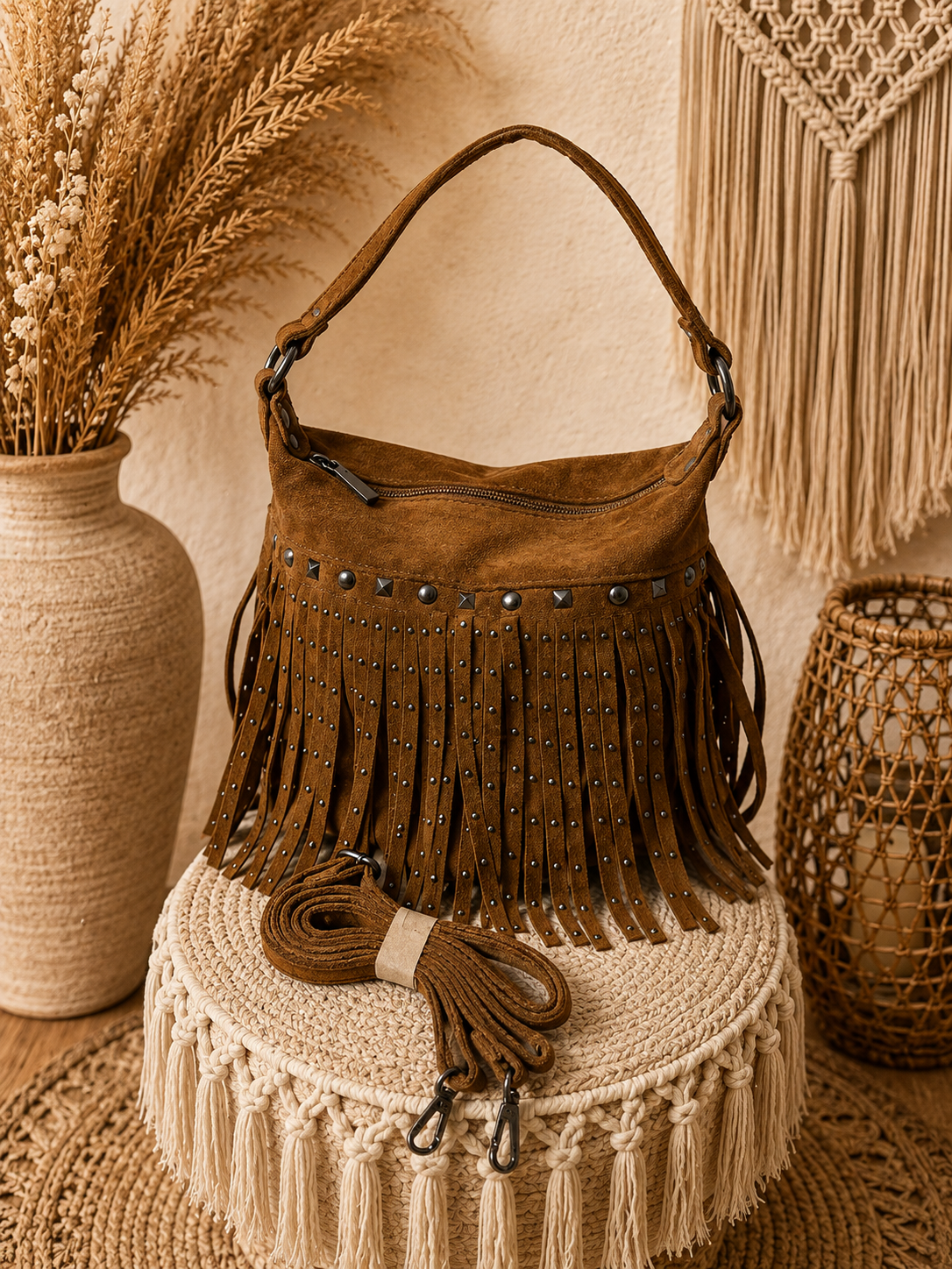 Sac boule bohème camel