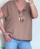 Teeshirt maille fine marron clair TU 36/46